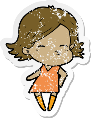 Bir insan tarafından çizilmiş karikatür bir kadının sıkıntılı çıkartması.