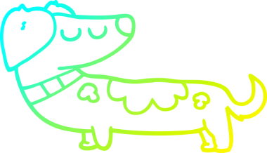 Bir insan tarafından çizilen çizgi film köpeğinin soğuk gradyan çizgisi.