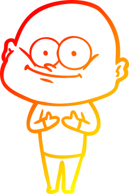 Bir insan tarafından çizilmiş kel bir adamın sıcak çizgi çizimi.