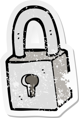 Bir insan tarafından çizilmiş asma kilidin gerilimli yapıştırması