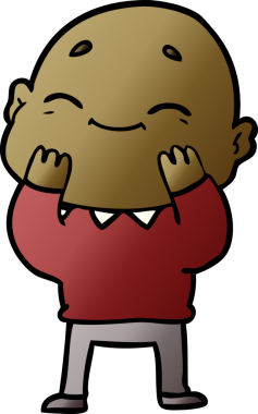 Bir insan tarafından çizilmiş mutlu, kel adam.