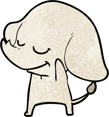 Bir insan tarafından çizilmiş gülümseyen bir fil.