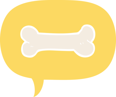 bir insan tarafından çizilmiş, konuşma baloncuklu çizgi film kemiği.