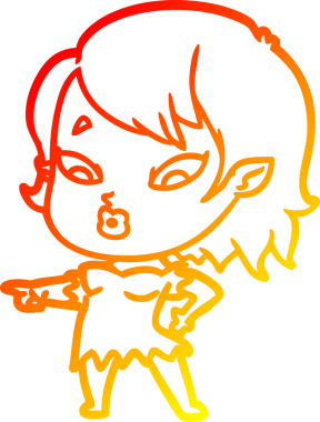 Bir insan tarafından çizilmiş sevimli bir vampir kız çizgi çizimi.