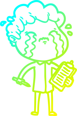 Bir insan tarafından çizilmiş ağlayan bir çizgi film karakteri çizimi.