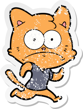 Bir insan tarafından çizilmiş gergin bir kedinin sıkıntılı çıkartması.