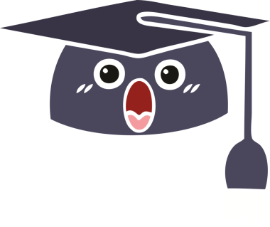 Bir insanın çizdiği mezuniyet şapkasının düz renkli retro karikatürü.