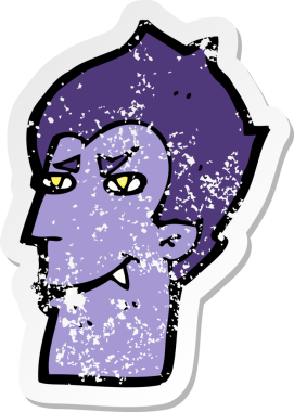 Bir insan tarafından çizilmiş vampir suratlı karikatürün gerilimli yapıştırması.