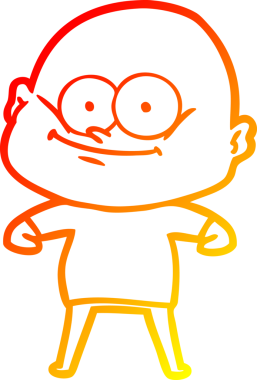 Bir insan tarafından çizilmiş kel bir adamın sıcak çizgi çizimi.