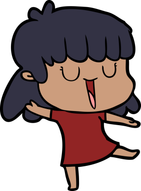 Bir insan tarafından çizilmiş bir çizgi film kadını.