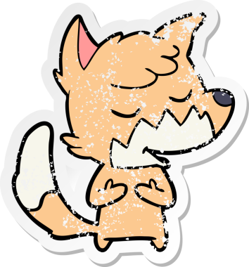 Bir insan tarafından çizilmiş dost canlısı bir tilkinin sıkıntılı çıkartması.