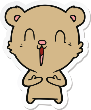 Bir insan tarafından çizilmiş mutlu çizgi film ayısının çıkartması.