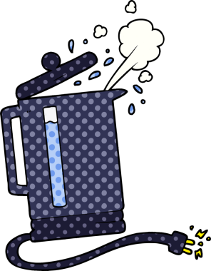 Bir insan tarafından çizilmiş elektrikli su ısıtıcısı.