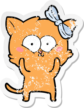 Bir insan tarafından çizilmiş karikatür bir kedinin sıkıntılı çıkartması.