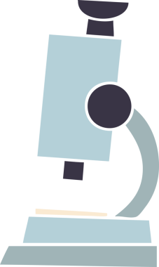 Bir insan tarafından çizilmiş bir bilim mikroskobunun düz renkli retro karikatürü