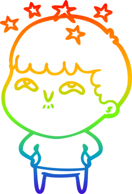 gökkuşağının gradyan çizimi bir çizgi film karakteri tarafından çizilmiş.