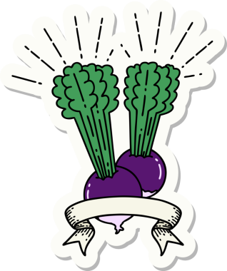 Bir insanın çizdiği yapraklı pancar dövmesi çıkartması.