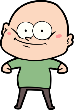 Bir insan tarafından çizilmiş kel bir adam.