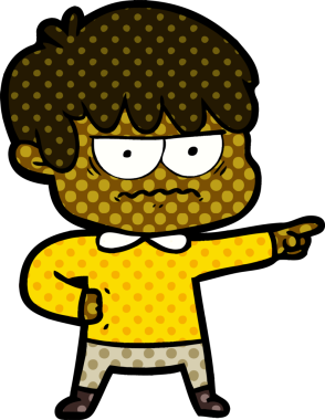 Bir insan tarafından çizilmiş sinirli çizgi film çocuğu.