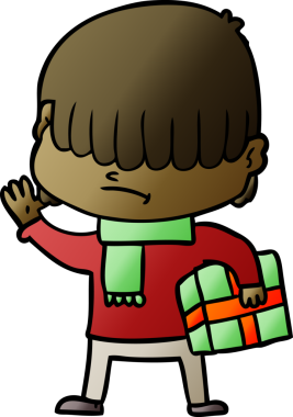 Bir insan tarafından çizilmiş dağınık saçlı çizgi film çocuğu.