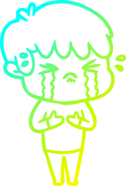 Bir insan tarafından çizilmiş ağlayan çizgi film çocuğu çizimi.