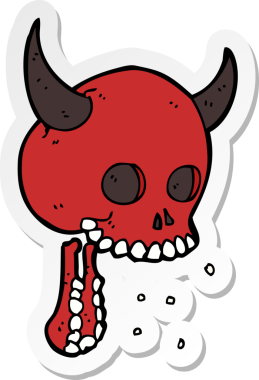 Bir insan tarafından çizilmiş ürkütücü bir karikatür çıkartması.