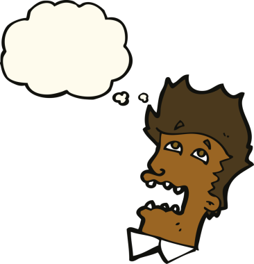 Bir insan tarafından çizilmiş düşünce baloncuğu olan korkmuş bir adam.