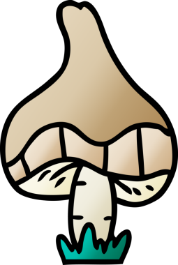 Bir insan tarafından çizilmiş tek bir mantarın gradyan karikatürü.