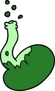 Bir insan tarafından çizilen karikatür köpüren kimyasallar.