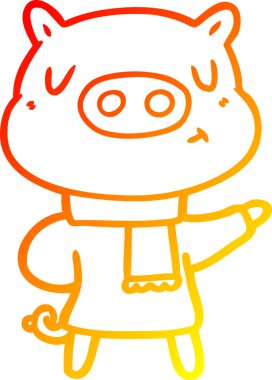 Bir insan tarafından çizilmiş, kışın giydirilmiş çizgi film karakteri çizimi.