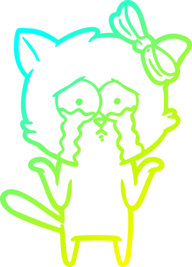 Bir insan tarafından çizilen çizgi film kedisinin soğuk gradyan çizgisi.