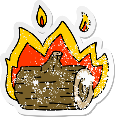 Bir insan tarafından çizilmiş garip bir el kamp ateşinin sıkıntılı çıkartması.