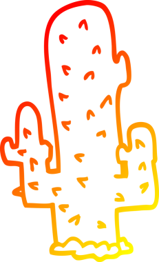 Bir insan tarafından çizilmiş bir kaktüsün sıcak çizgi çizimi