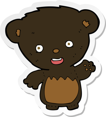 Bir insan tarafından çizilmiş siyah ayı yavrusunun çıkartması.