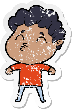 Bir insan tarafından çizilmiş karikatür adamın sıkıntılı çıkartması.