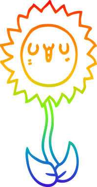 gökkuşağı gradyan çizimi bir insan tarafından çizilmiş bir karikatür çiçeği