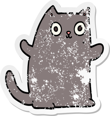 Bir insan tarafından çizilmiş karikatür bir kedinin sıkıntılı çıkartması.