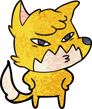 Bir insan tarafından çizilmiş akıllı çizgi film tilkisi.