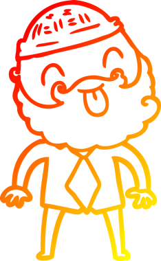 Sakallı, şapkası ve gömleği bir insan tarafından çizilmiş bir adamın sıcak çizgi çizimi.