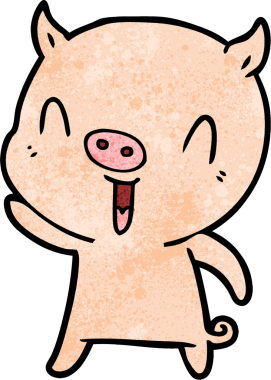 Bir insan tarafından çizilmiş mutlu çizgi film domuzu.