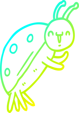 Bir insan tarafından çizilmiş sevimli bir uğur böceğinin soğuk gradyan çizimi