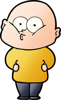 Bir insan tarafından çizilmiş kel bir adam.