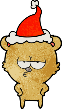 Sıkıcı ayı eli desenli Noel Baba şapkası giymiş bir insan tarafından çizilmiş.