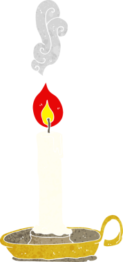 Bir insan tarafından çizilmiş yanan mum.