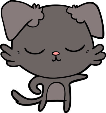 Bir insan tarafından çizilmiş şirin bir çizgi film köpeği.