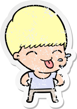 Bir insan tarafından çizilmiş komik bir çizgi film çocuğunun sıkıntılı çıkartması.