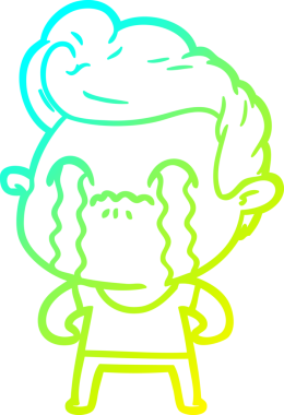 Bir insan tarafından çizilmiş ağlayan bir çizgi film karakteri çizimi.