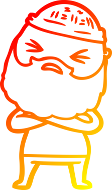 Bir insan tarafından çizilmiş sakallı bir çizgi film karakteri.