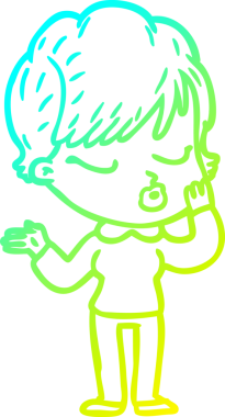 Bir insan tarafından çizilmiş gözleri olan bir karikatür kadın çizimi