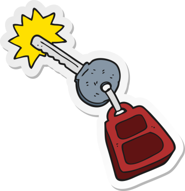 Bir insan tarafından çizilmiş çizgi film anahtarının çıkartması.